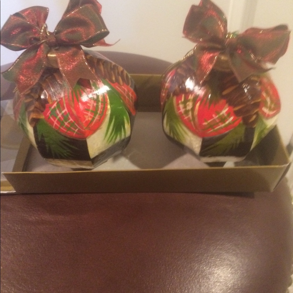 Mackenzie Childs courtly check Xmas ornaments new